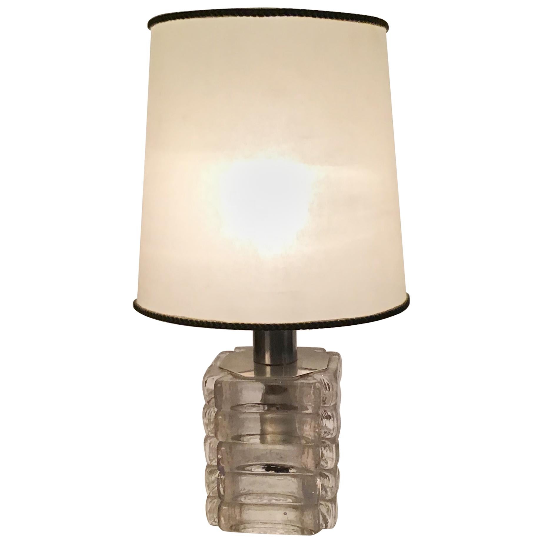 Venini Mazzega Table Lamp Murano Glass Metal Crome, 1965, Italy