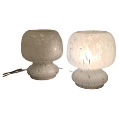 Vintage Venini Mazzega Table Lamps Murano Glass Metal 1960 Italy