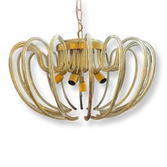 Venini Mid Century Italian Amber Murano Glass Pendant Light