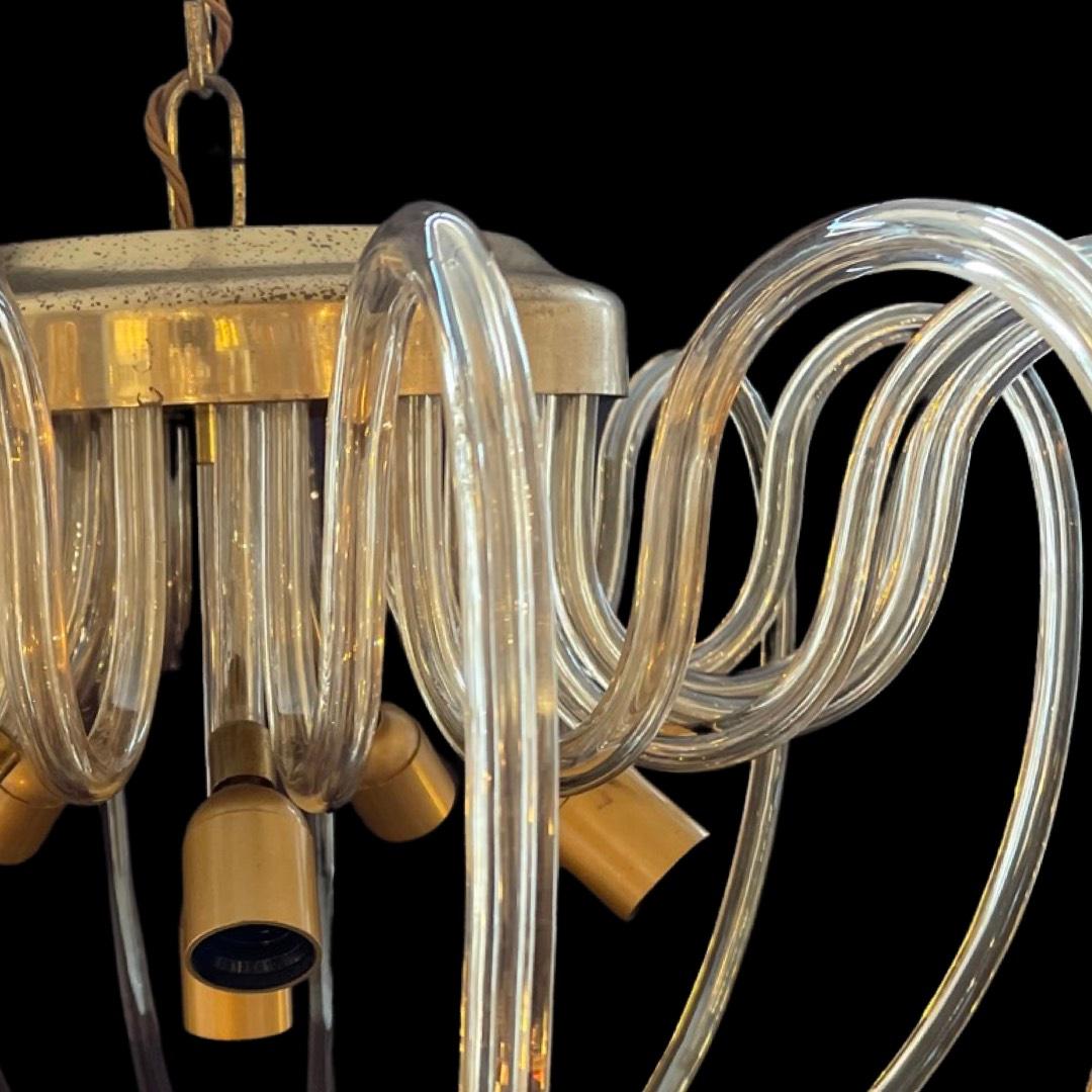 Venini Mid Century Italian Amber Murano Glass Suspension Light (lampe à suspension en verre de Murano) Bon état - En vente à London, GB