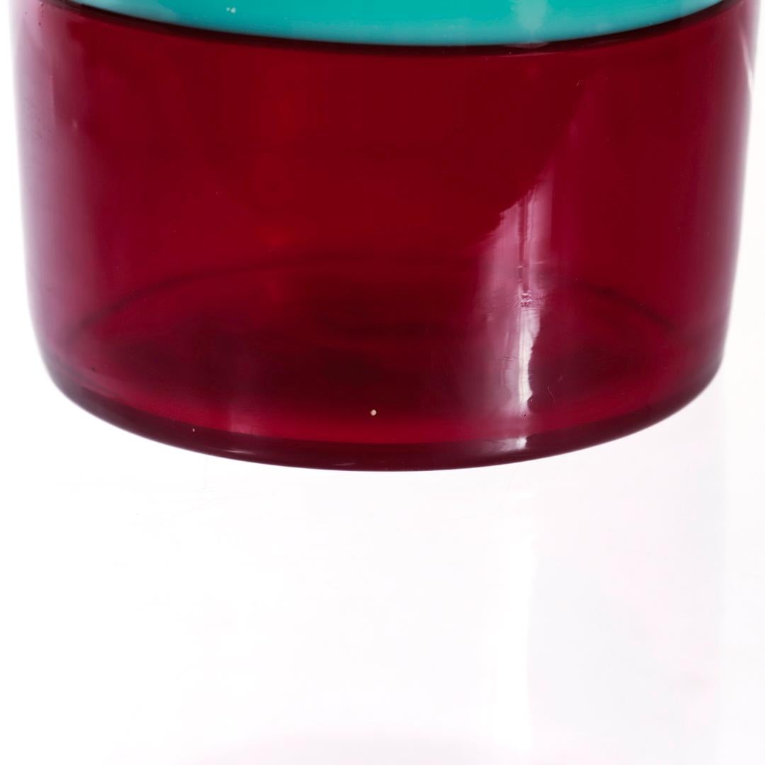 Venini Mid-Century Italian Art Glass Bottle a Fasce Orizzontali by Bianconi For Sale 5