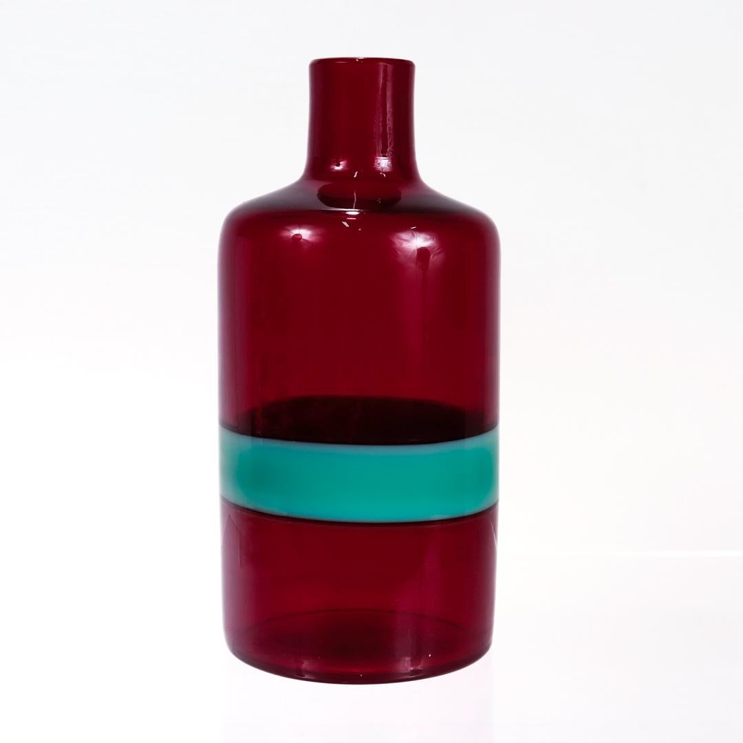 Venini, Italienische Kunstglasflasche aus der Mitte des Jahrhunderts, Fasce Orizzontali von Bianconi (Moderne der Mitte des Jahrhunderts) im Angebot