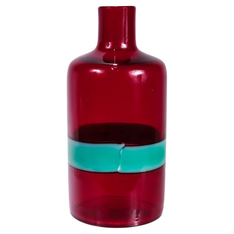 Venini Mid-Century Italian Art Glass Bottle a Fasce Orizzontali by Bianconi
