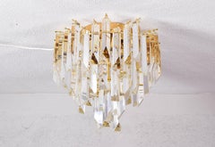 Venini Mid Century Italian Modern Triedri Murano Glass Flush Mount Chandelier