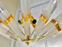 Venini mid-century modern chandelier Tiedri Glass murano Gilt frame, 1970