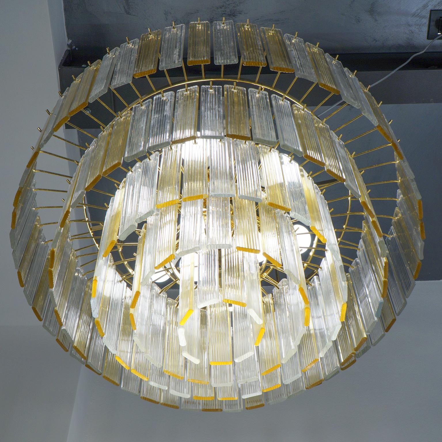 Venini Mid-Century Modern Crystal Amber Murano Glass Chandelier 