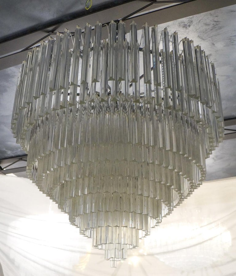 Venini Mid-Century Modern Crystal Murano Glass Chandelier 