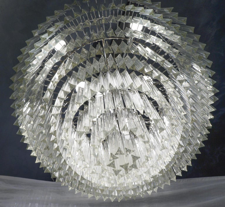 Late 20th Century Venini Mid-Century Modern Crystal Murano Glass Chandelier 