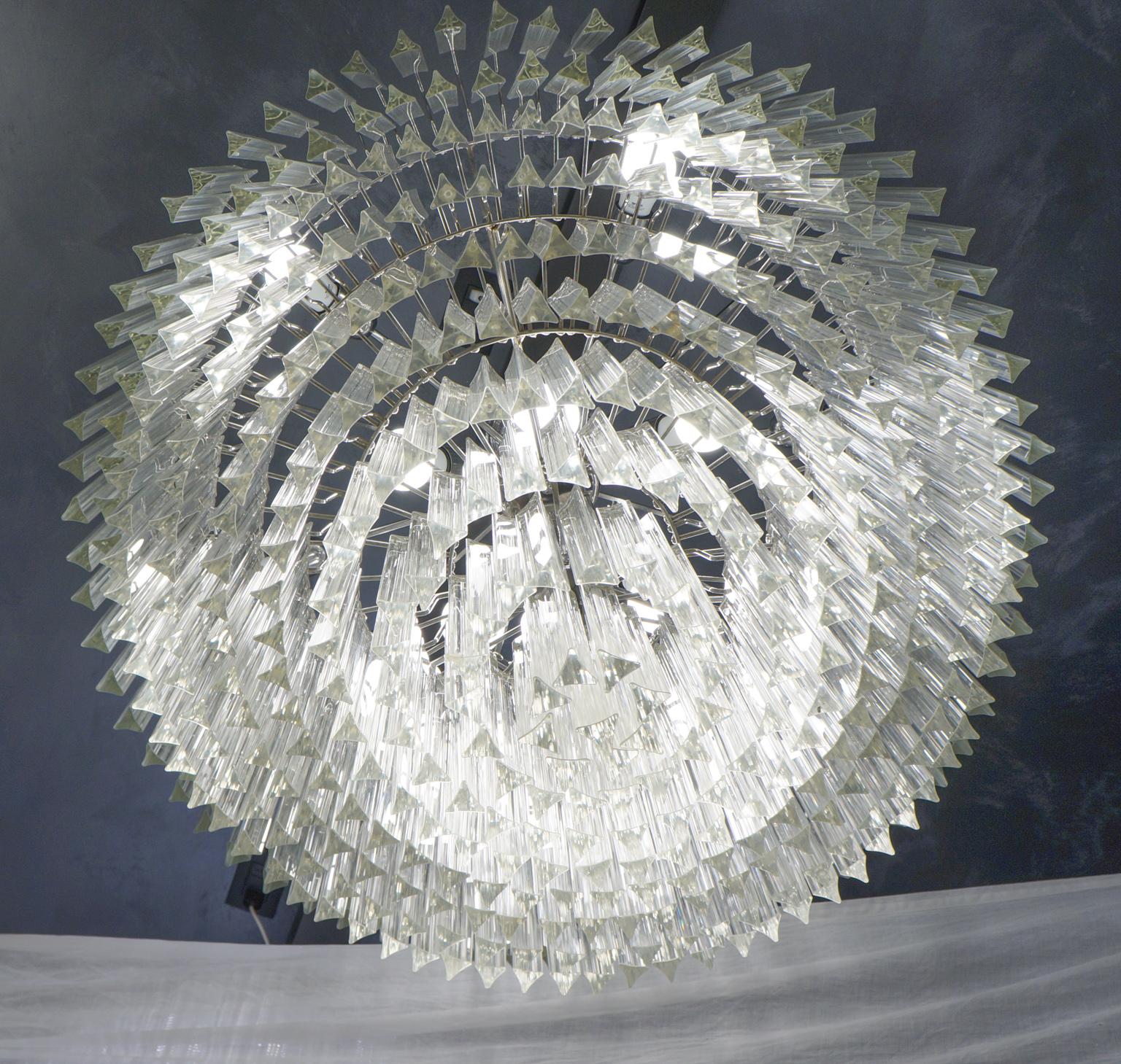 Art Glass Venini Mid-Century Modern Crystal Murano Glass Chandelier 