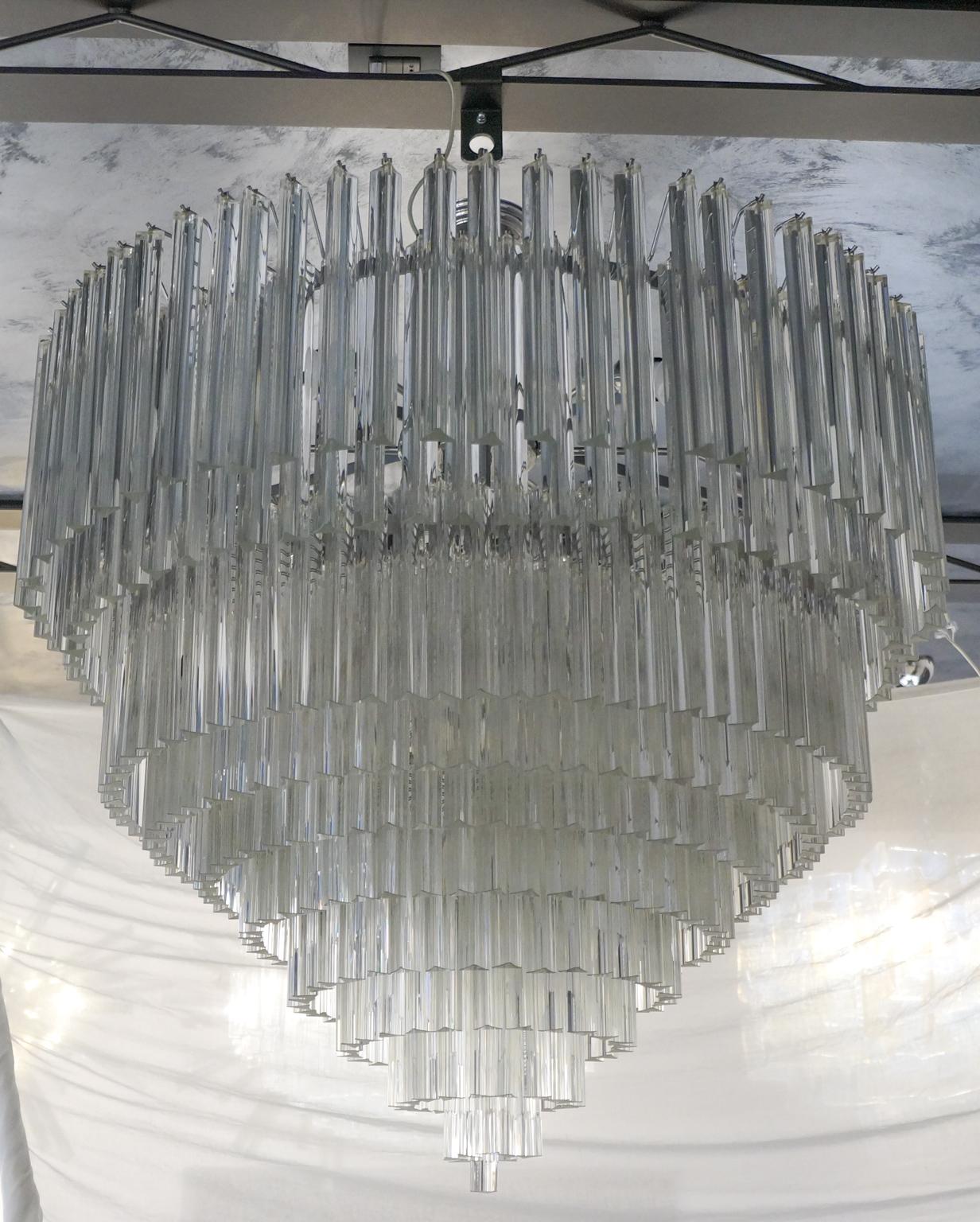 Venini Mid-Century Modern Crystal Murano Glass Chandelier 