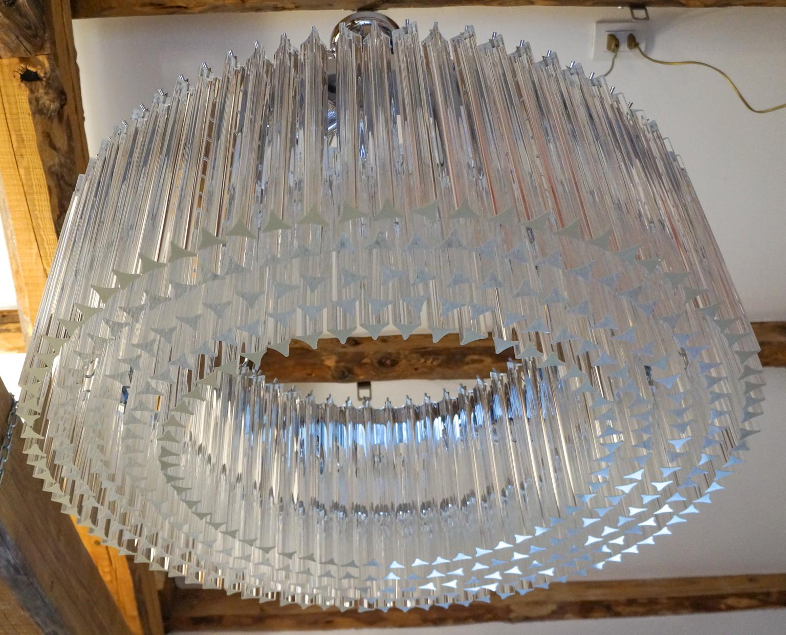 Venini Mid-Century Modern Crystal Murano Glass Chandelier 