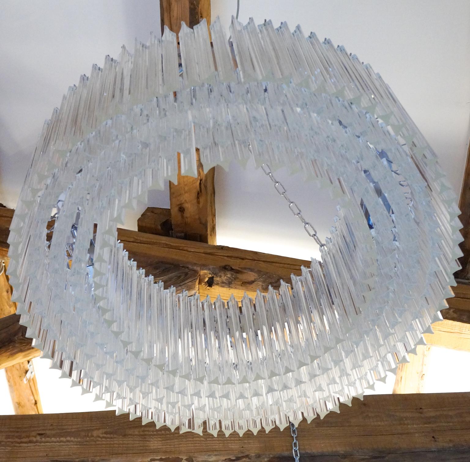 Venini Mid-Century Modern Crystal Murano Glass Chandelier 