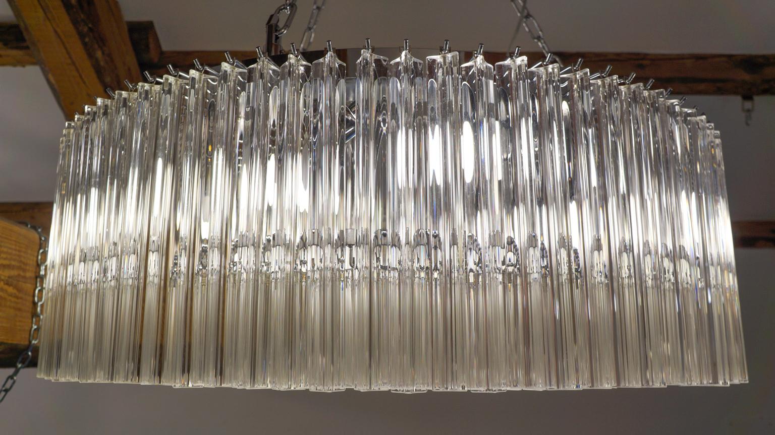 Venini Mid-Century Modern Crystal Murano Glass Chandelier 