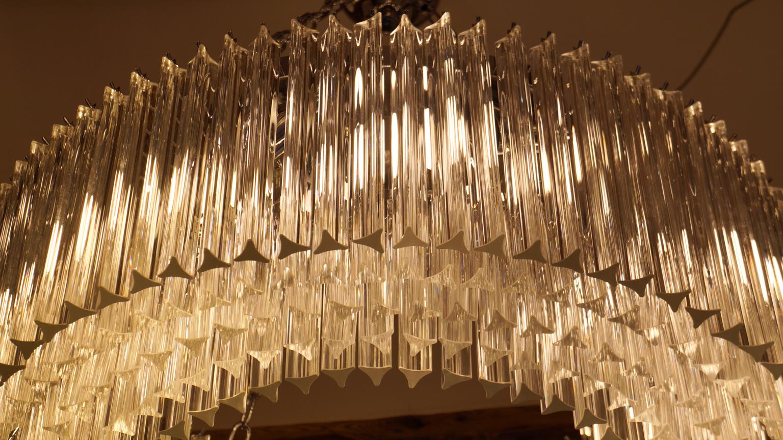 Italian Venini Mid-Century Modern Crystal Murano Glass Chandelier 