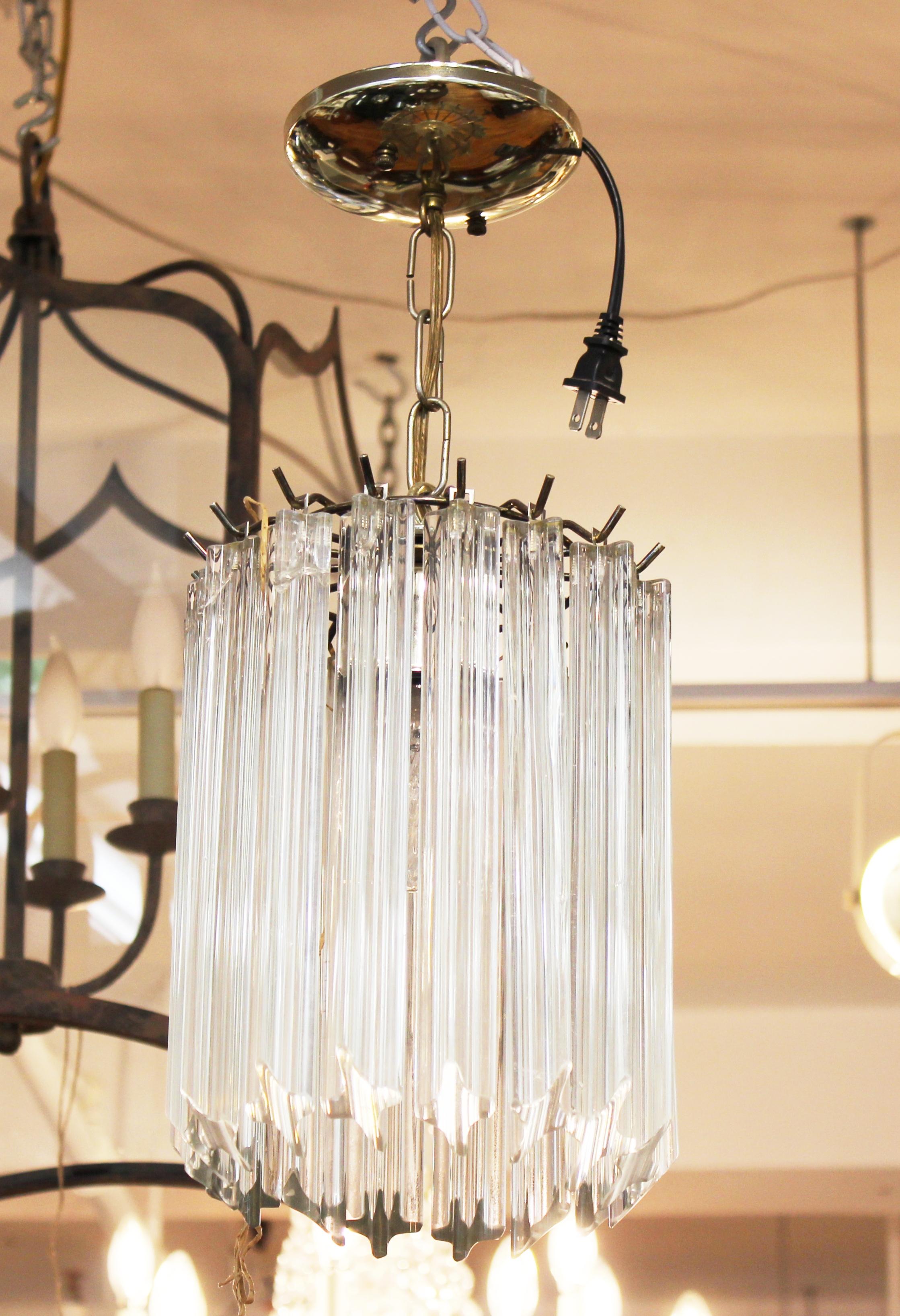 Italian Mid-Century Modern diminutive glass chandelier pendant in the style of Venini, possibly made by Camer, circa 1970's.