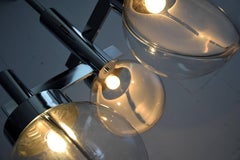 Venini Mid-Century Modern Glass and Chrome Ceiling Lamp