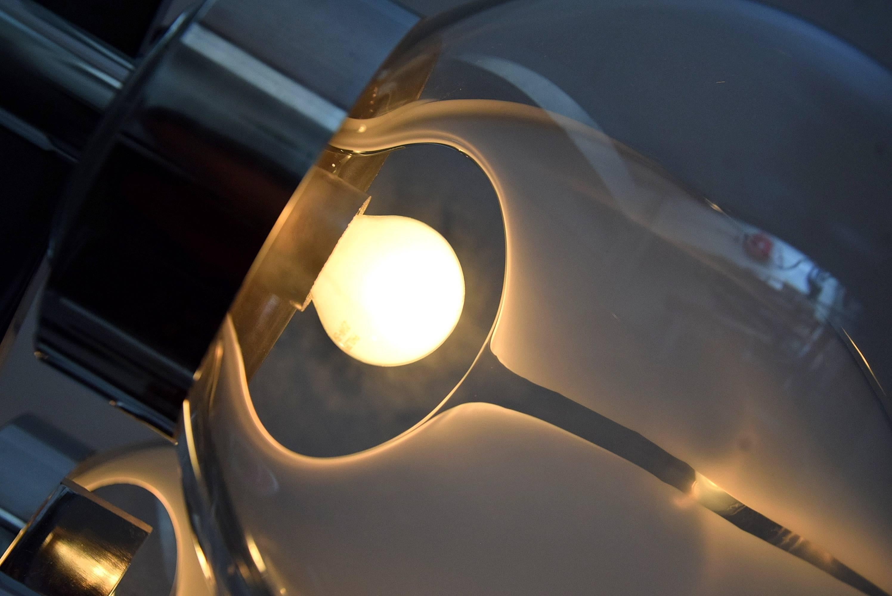 Italian Venini Mid-Century Modern Glass and Chrome Ceiling Lamp For Sale