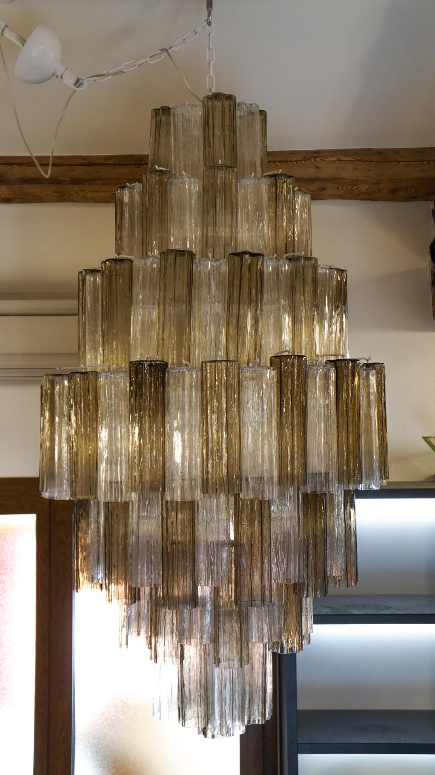 Lustre Venini en verre de Murano gris, moderne du milieu du siècle dernier, par Toni Zuccheri, 1980 en vente 6