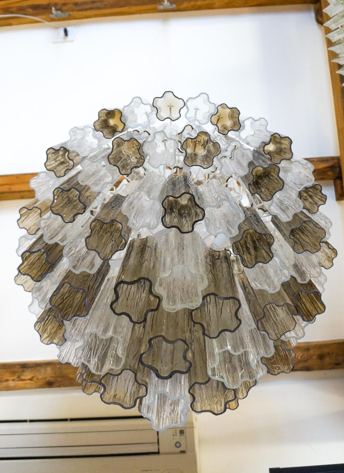 Venini Mid-Century Modern Grey Murano Glass Chandelier by Toni Zuccheri, 1980 For Sale 9