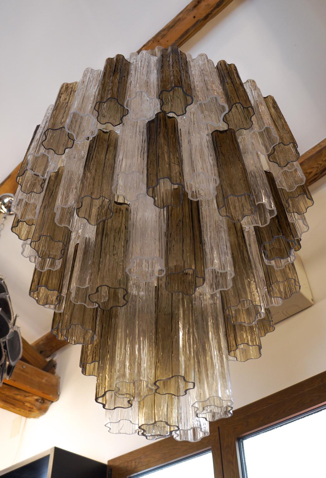 Venini Mid-Century Modern Grey Murano Glass Chandelier by Toni Zuccheri, 1980 For Sale 11