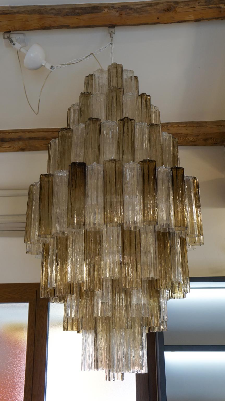 Venini Mid-Century Modern Grey Murano Glass Chandelier by Toni Zuccheri, 1980 For Sale 14