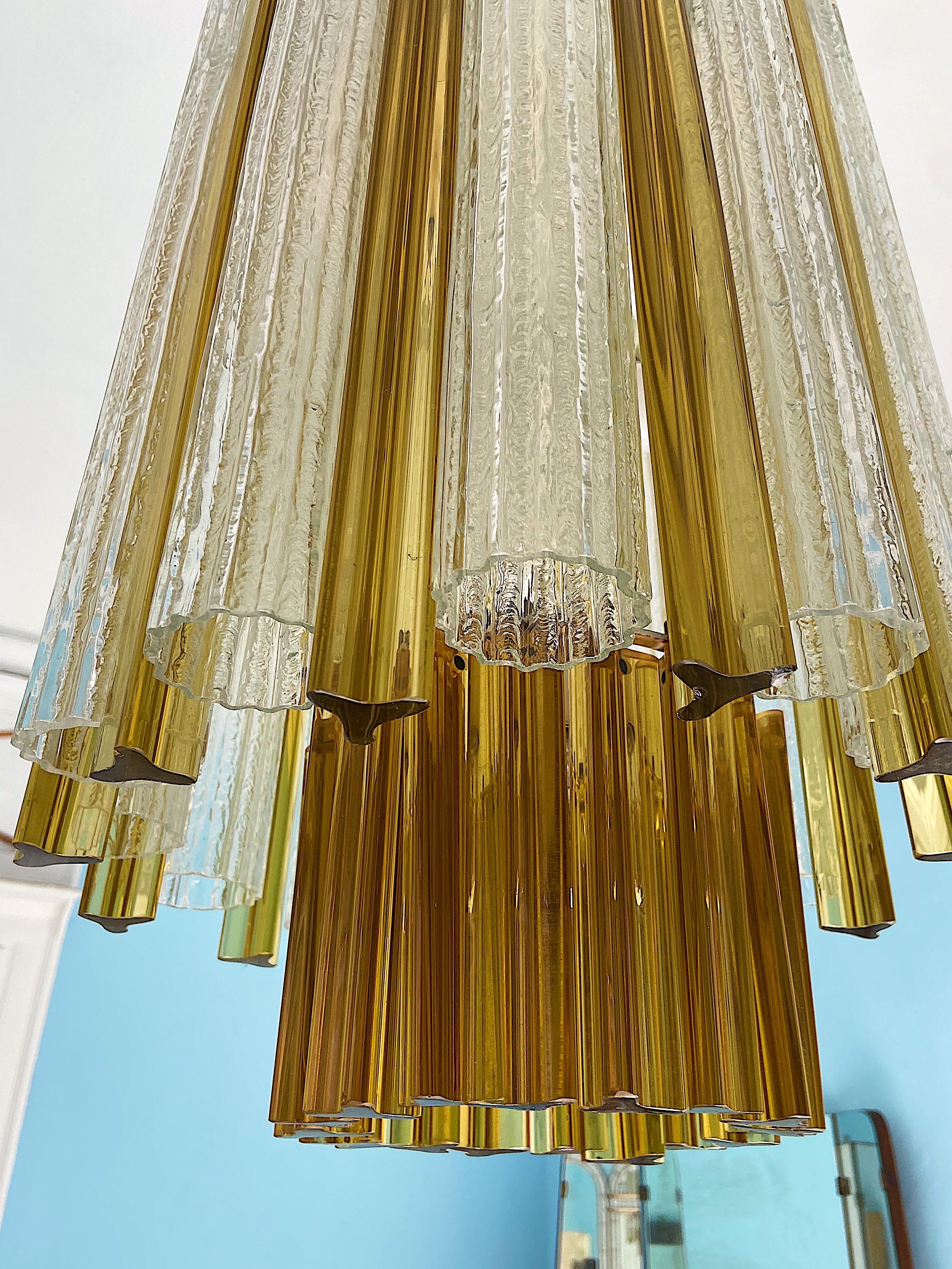 Metal Venini Mid-Century Modern Murano Glass chandelier For Sale
