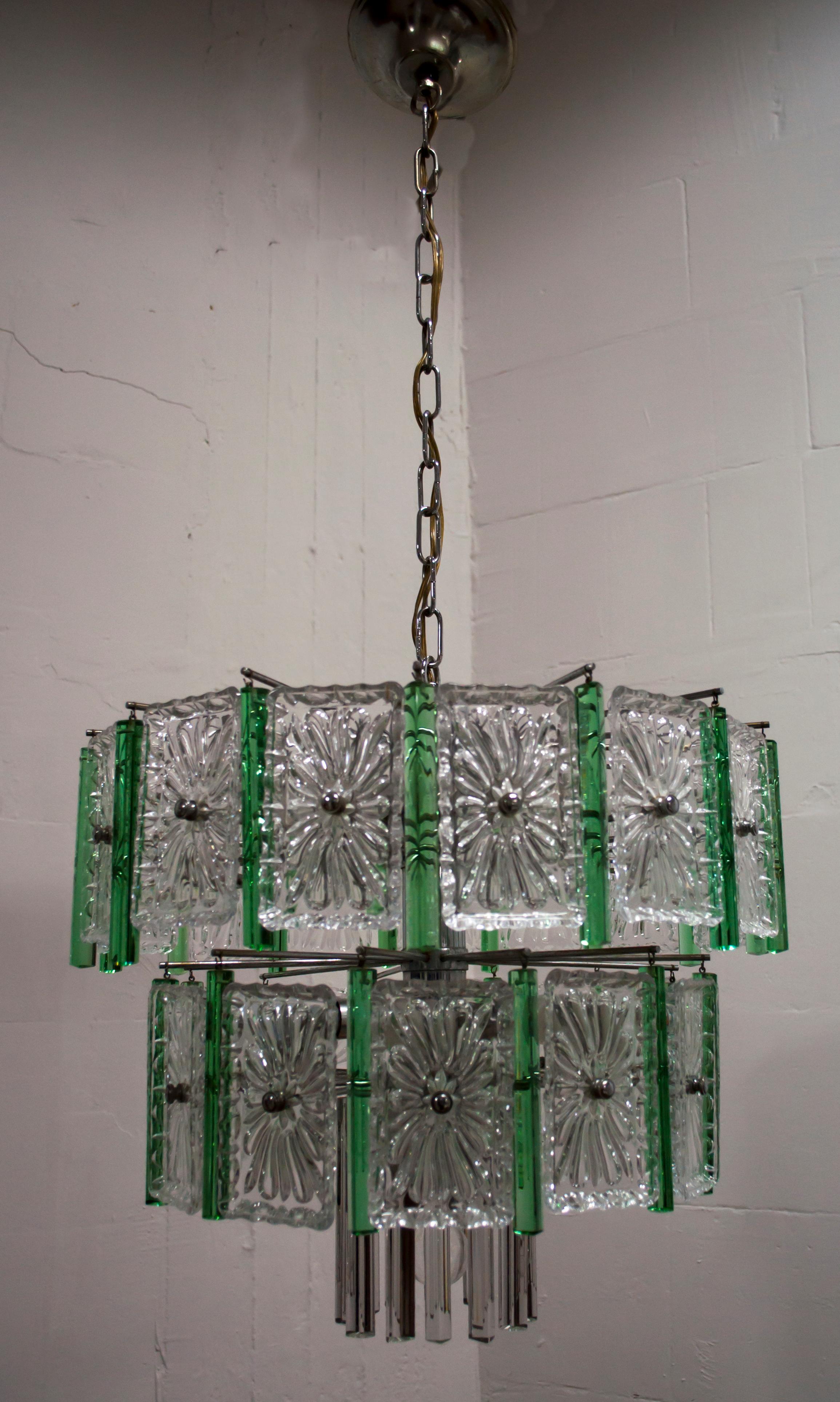 Venini Mid-Century Modern Murano Glass Italian Chandelier, 1960s In Good Condition In Puglia, Puglia