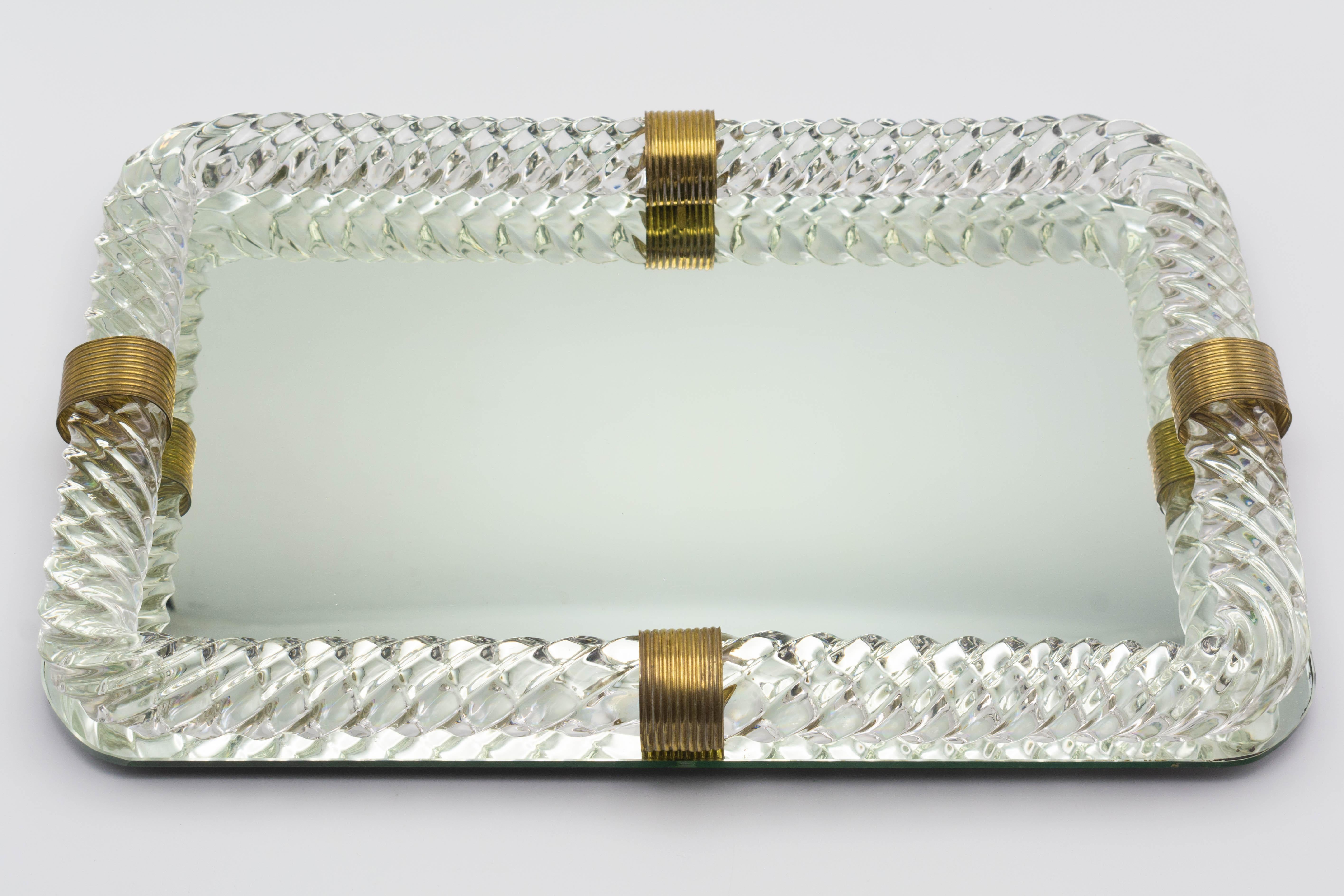 Mid-Century Modern Venini Mid-Century Murano Glass Mirrored Tray