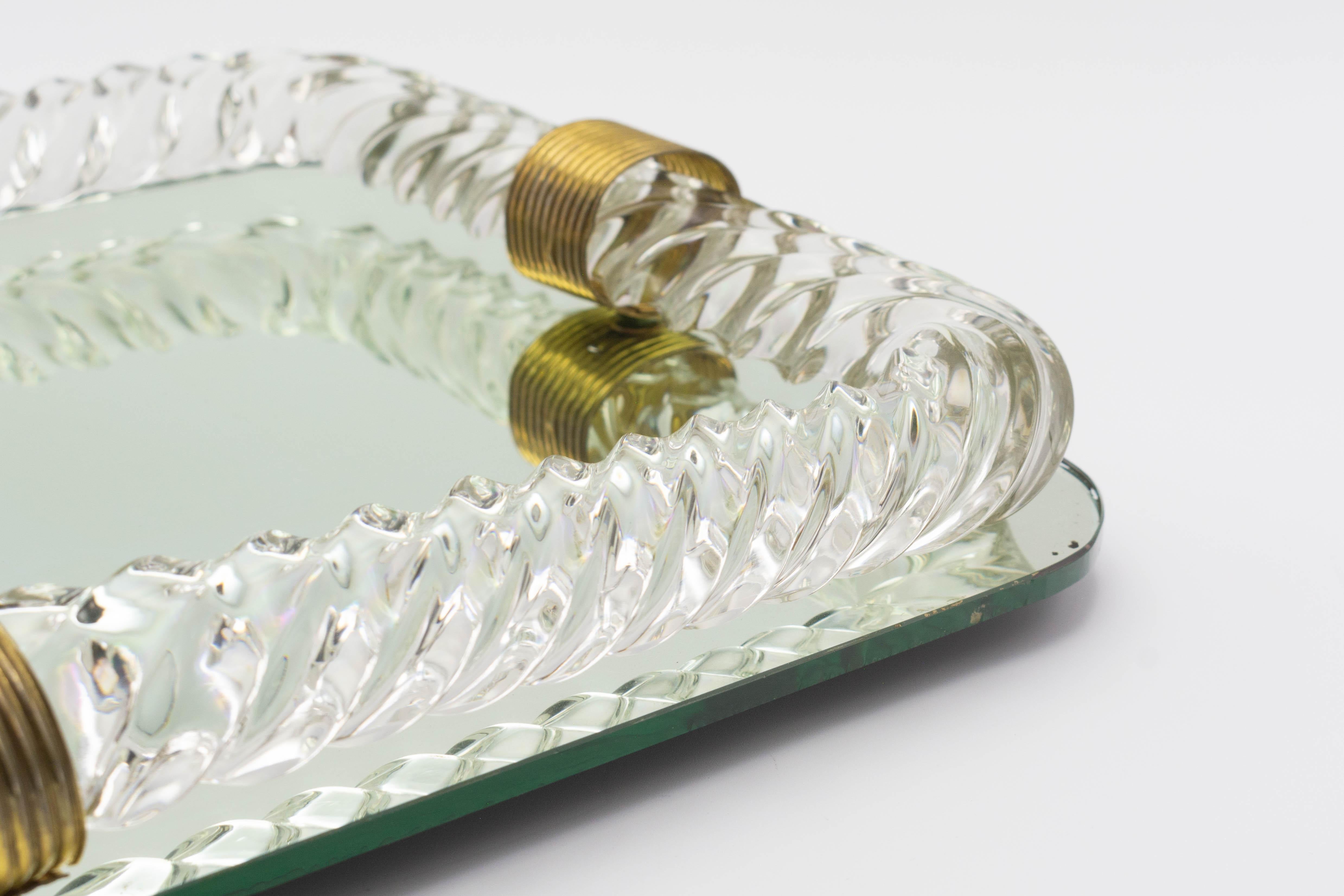 Hand-Crafted Venini Mid-Century Murano Glass Mirrored Tray