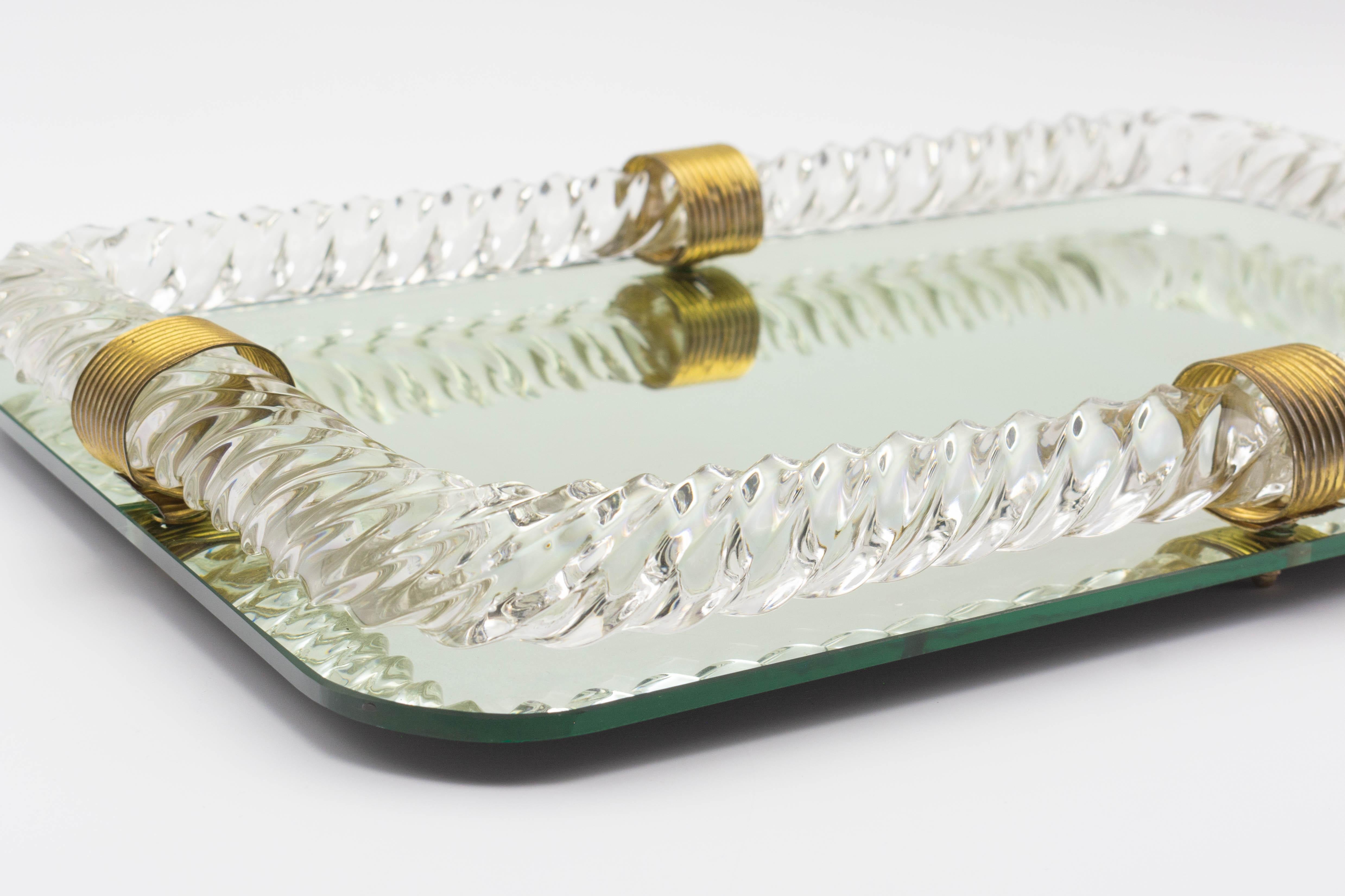 20th Century Venini Mid-Century Murano Glass Mirrored Tray