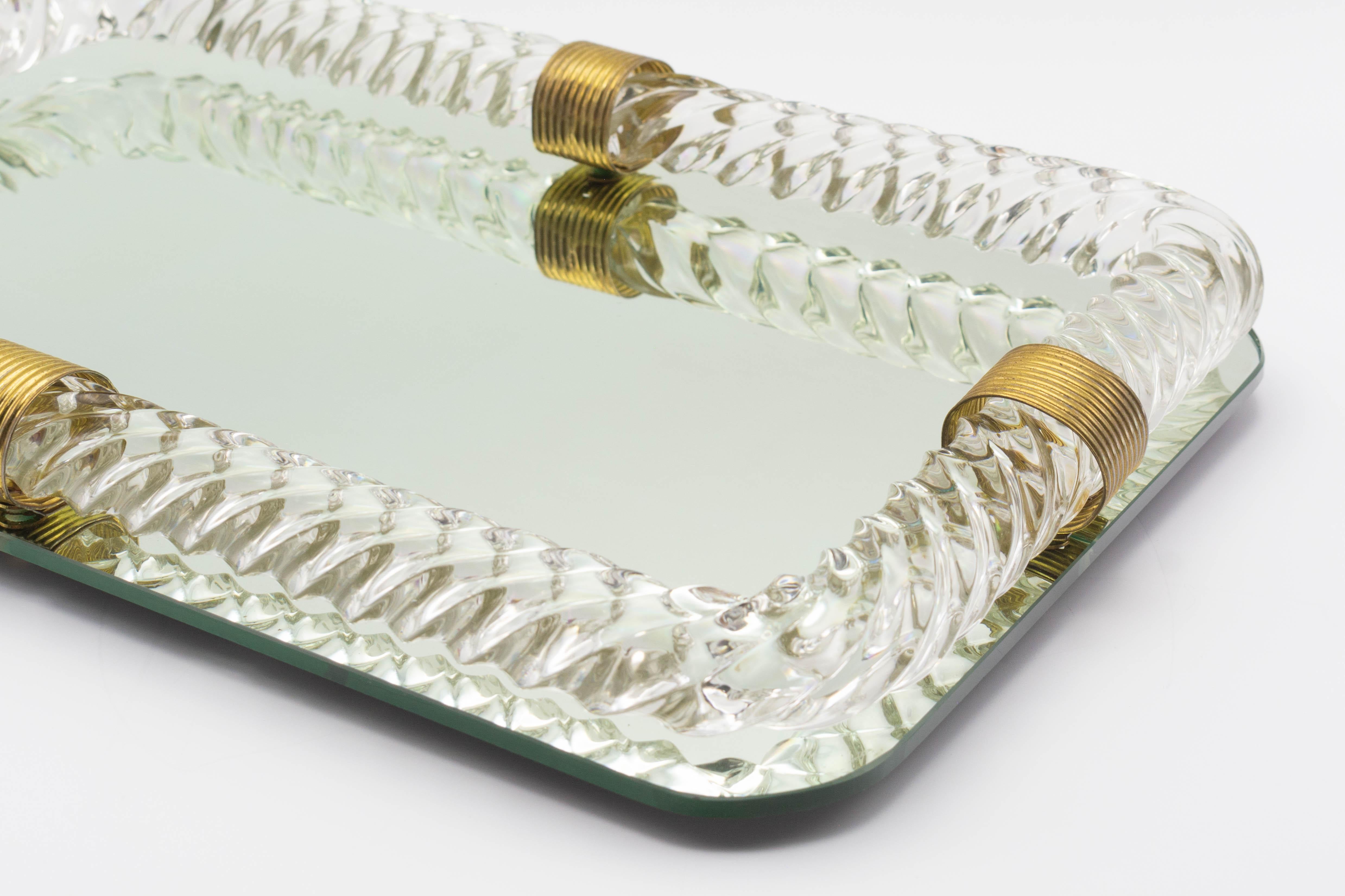 Venini Mid-Century Murano Glass Mirrored Tray 1