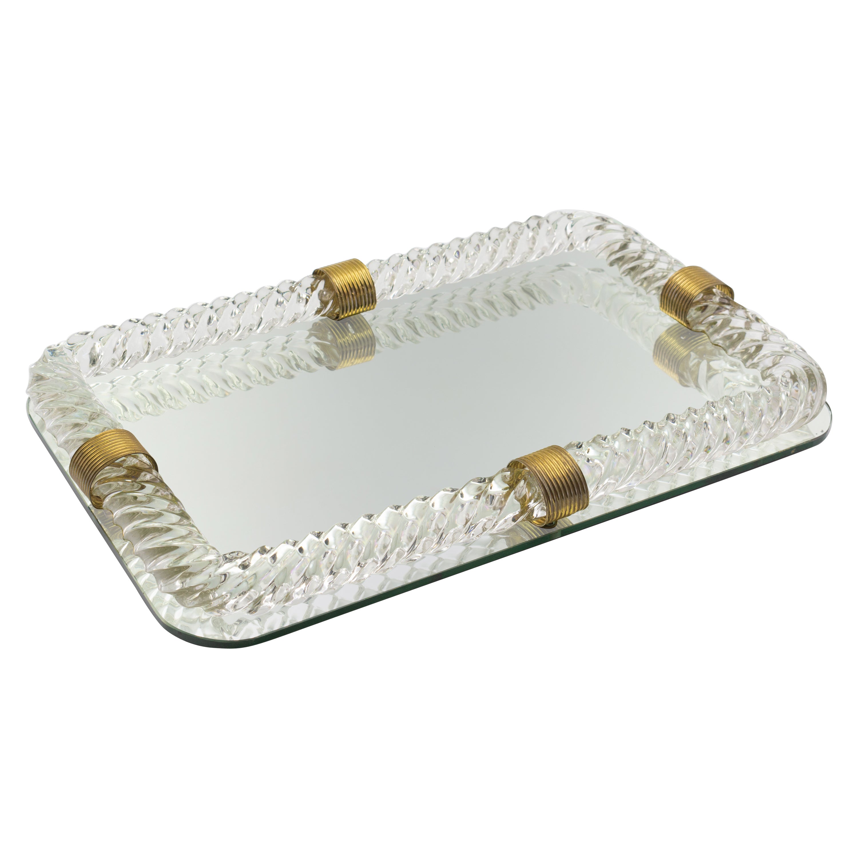 Venini Mid-Century Murano Glass Mirrored Tray