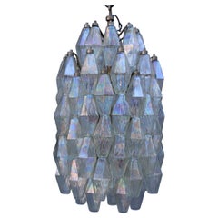 Venini Midcentury Murano Iridescent Chandelier Round Poliedri Italian Design