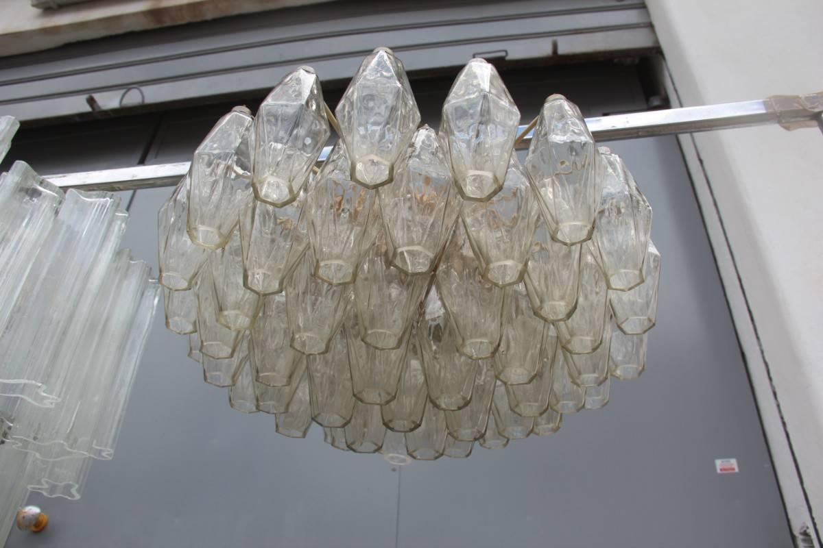 Mid-20th Century Venini Midcentury Chandelier Poliedro Carlo Scarpa  1950s Gray 