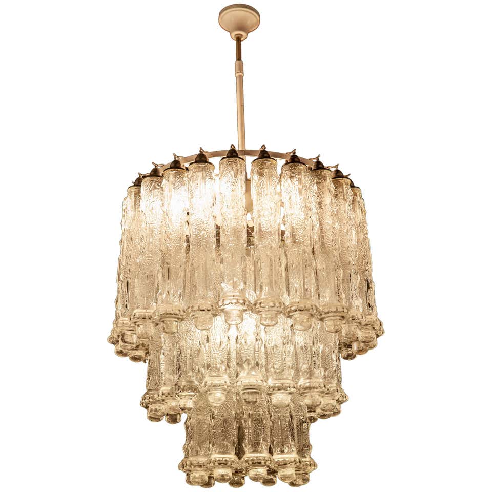 Midcentury Murano Art Glass Chandelier, Aureliano Toso, 1950 For Sale