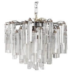 Venini Midcentury Triedri Glass Prism Chandelier