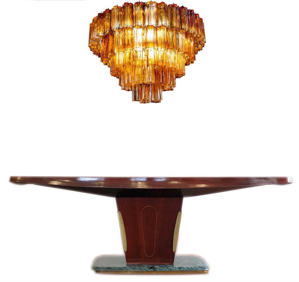 Venini Modern Gold Amber Color Murano Glass Chandelier or Flushmount, 1970 3