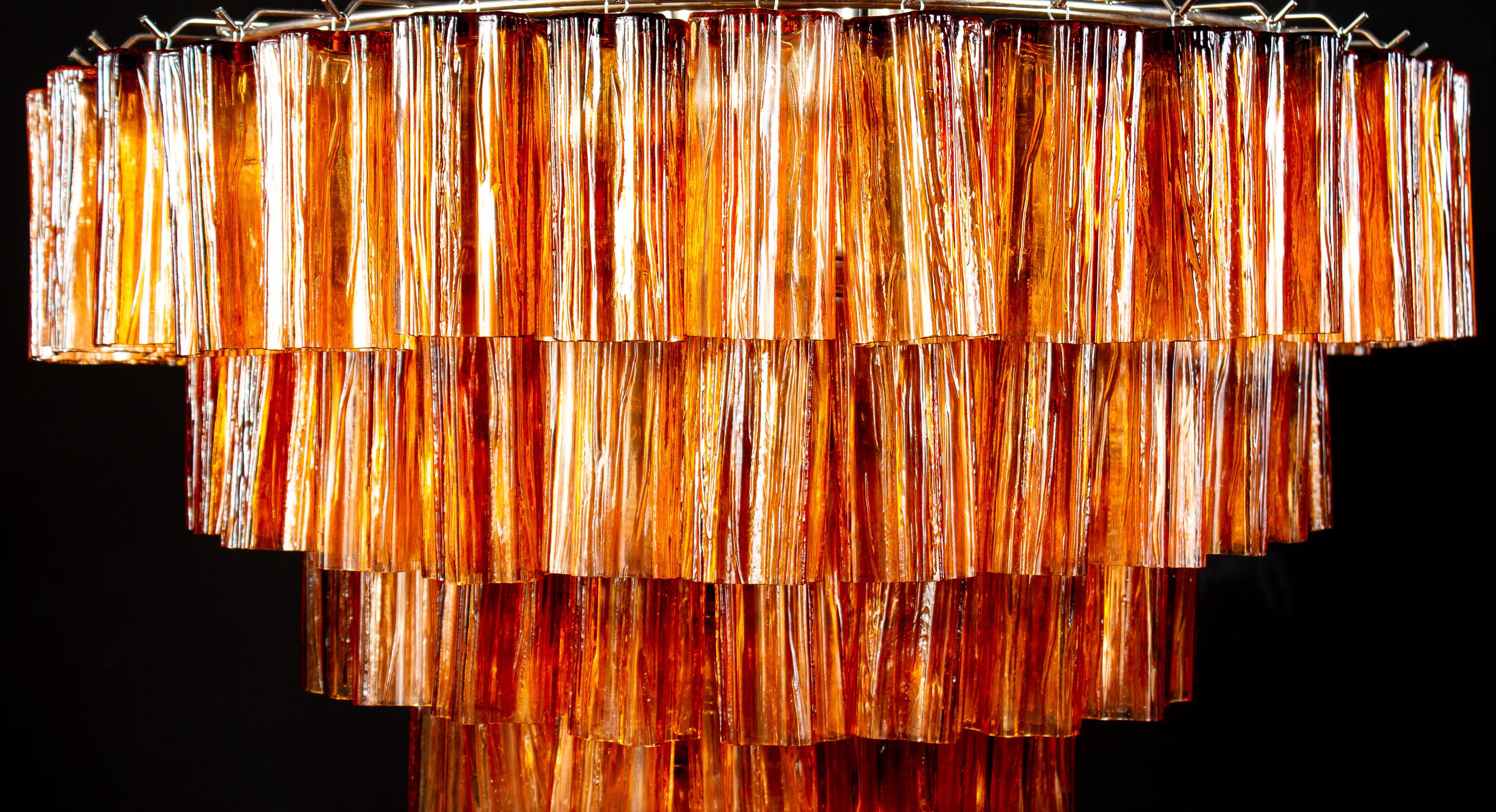 Blown Glass Venini Modern Gold Amber Color Murano Glass Chandelier or Flushmount, 1970