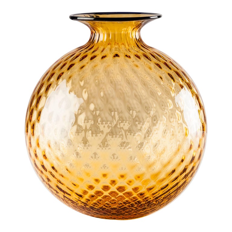 Venini Monofiore Balloton Extra Large Vase in Amber Murano Glass For Sale