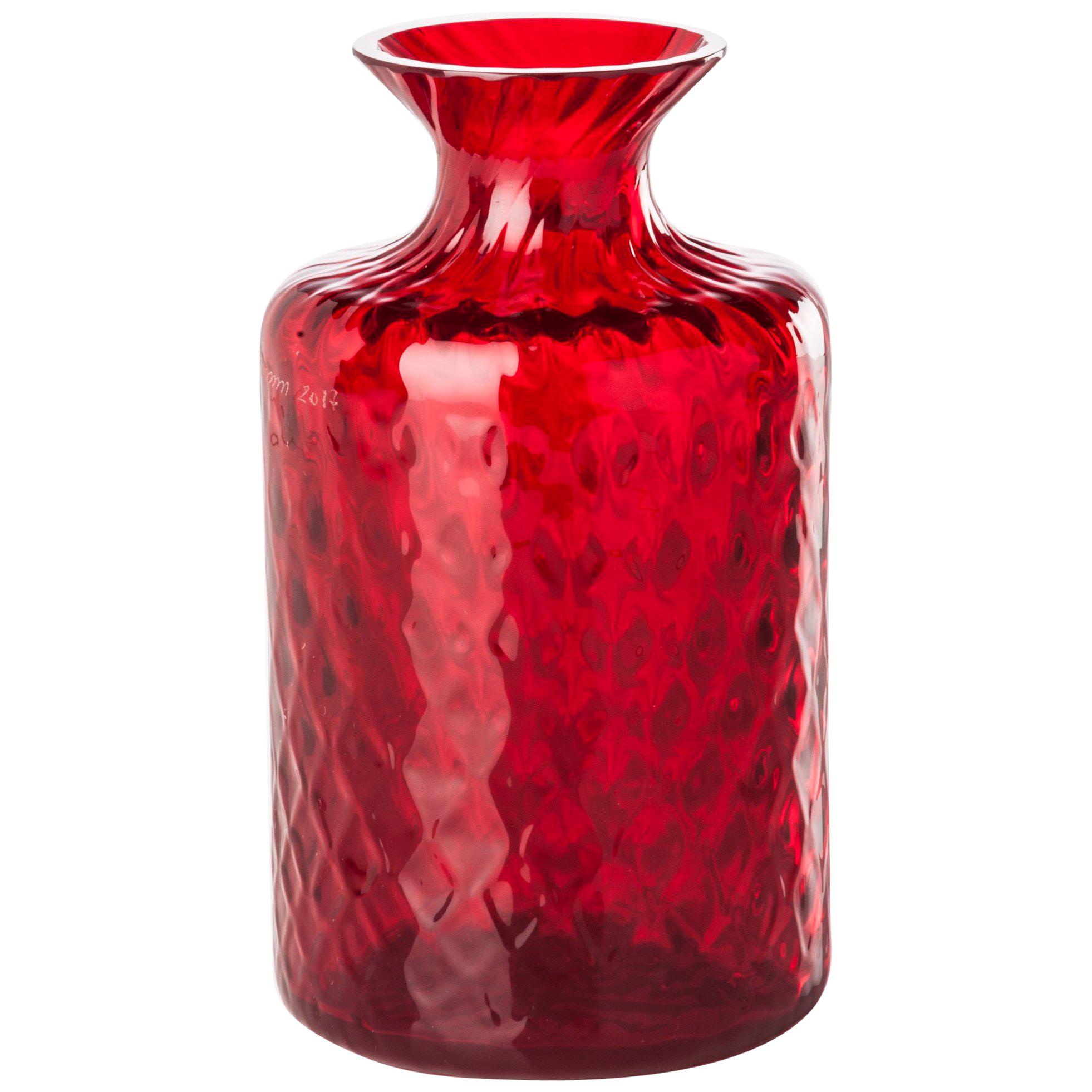 Venini Monofiore Carnevale Jarrón alto de cristal rojo