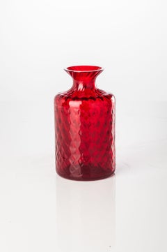 Venini Monofiore Carnevale Tall Glass Vase in Red