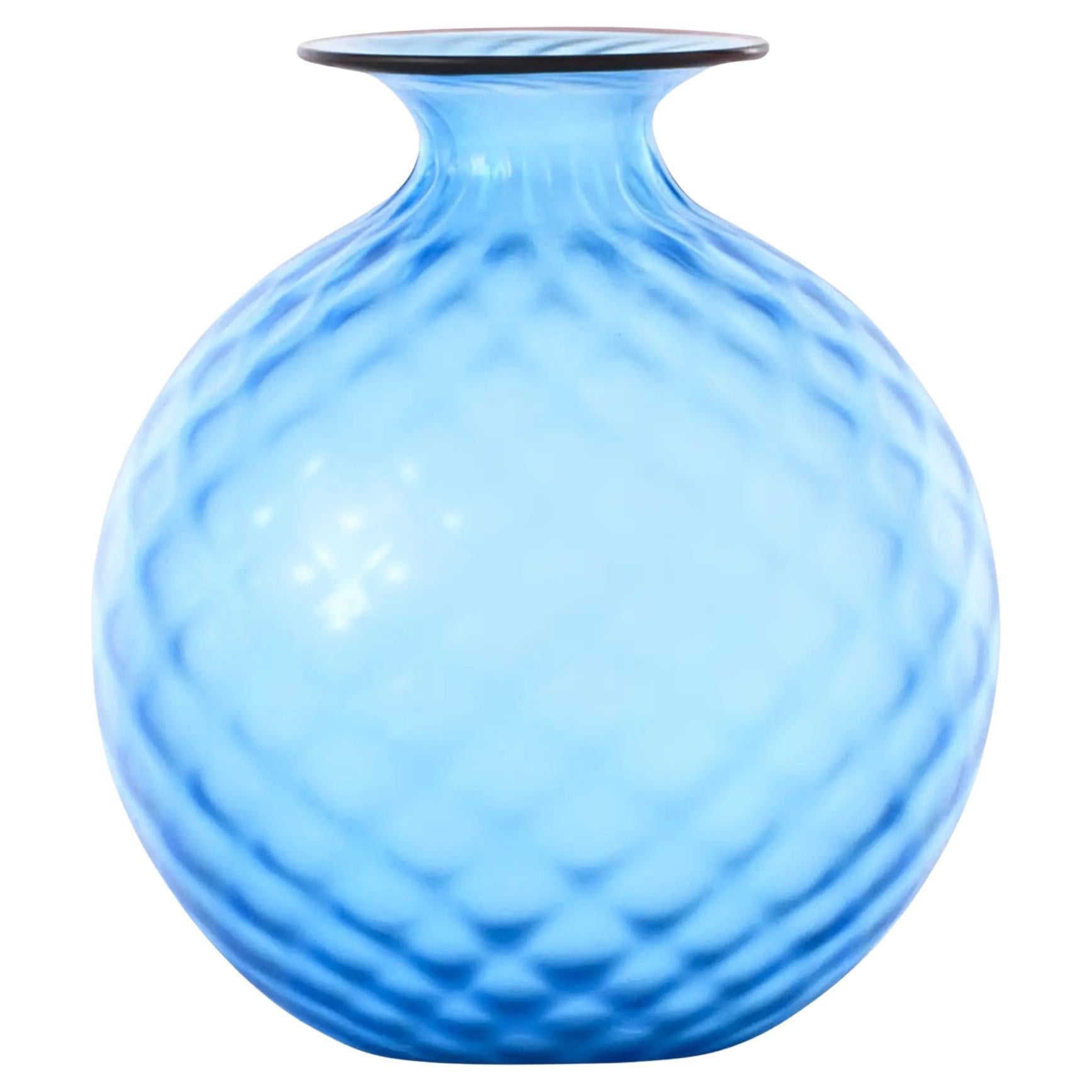 Venini Monofiori Balloton 100.18 Medium Acquamare - Glass Vase - Damiani For Sale