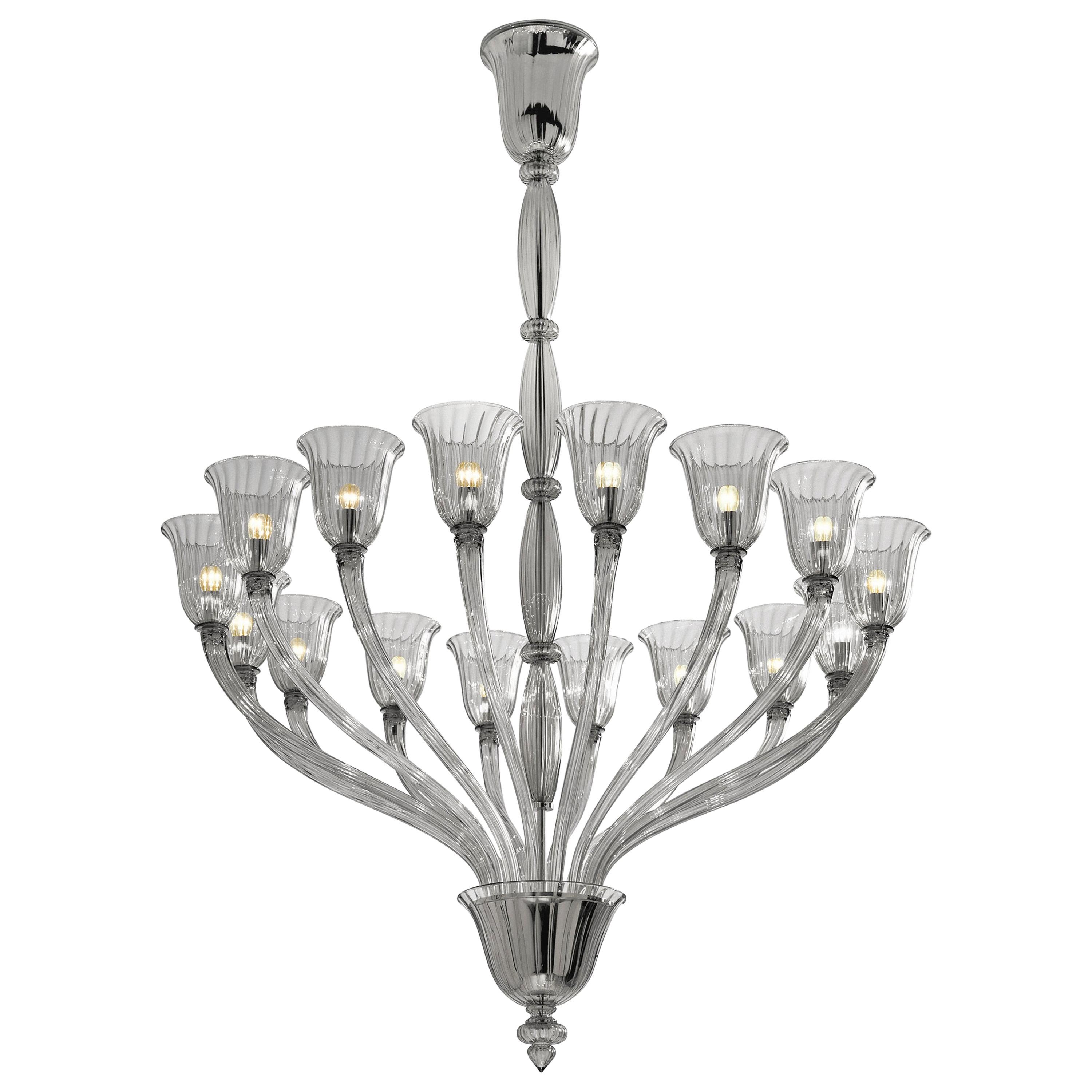 Venini Monteverdi Chandelier in Crystal and Chrome