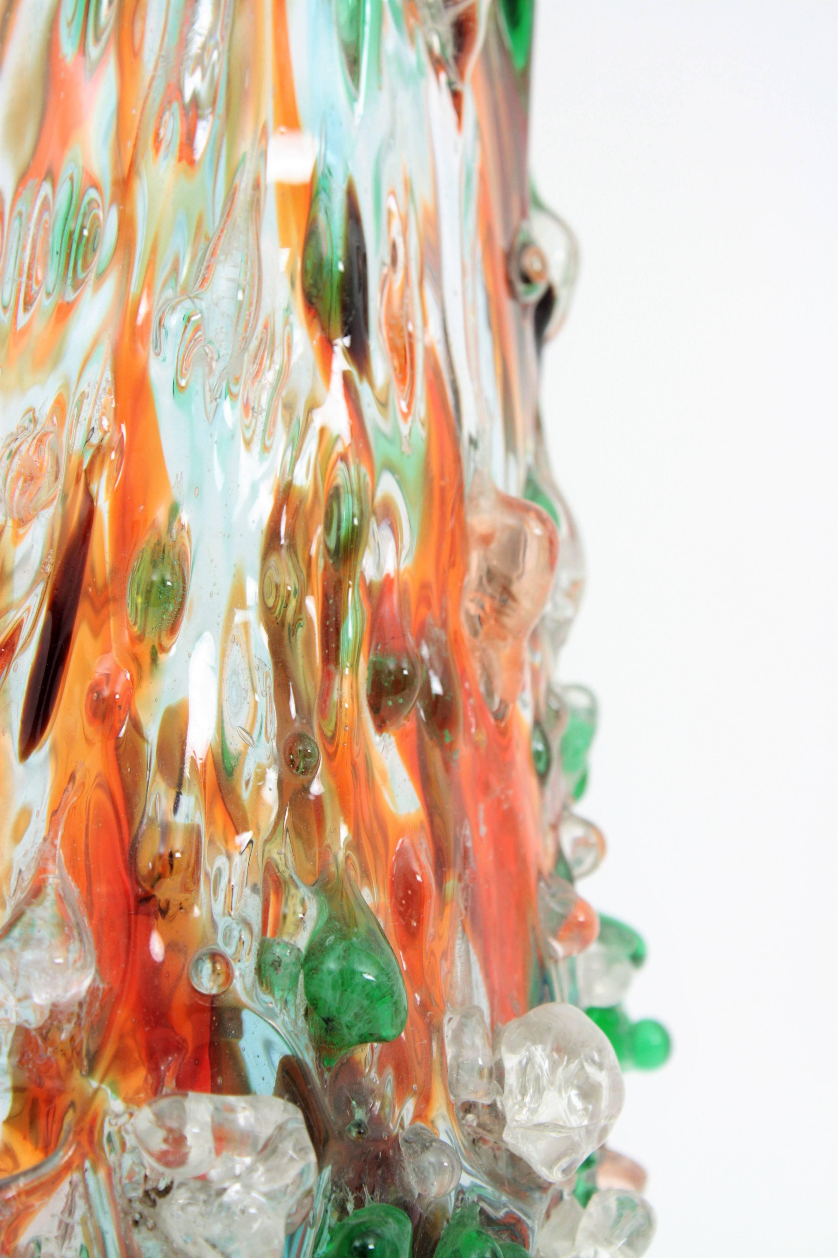 Vase d'art en verre de Murano Murrine XL multicolore dans le style de Cenedese, 1970 Bon état - En vente à Barcelona, ES