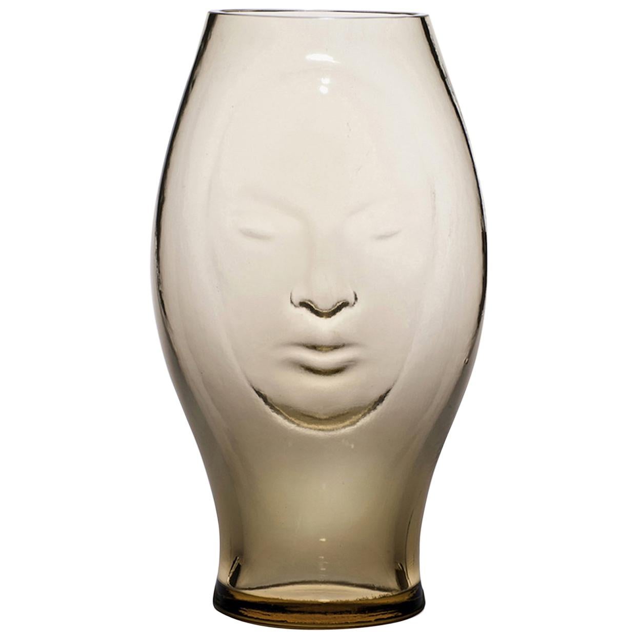 Venini Murana Face Glass Vase in Straw by Fabio