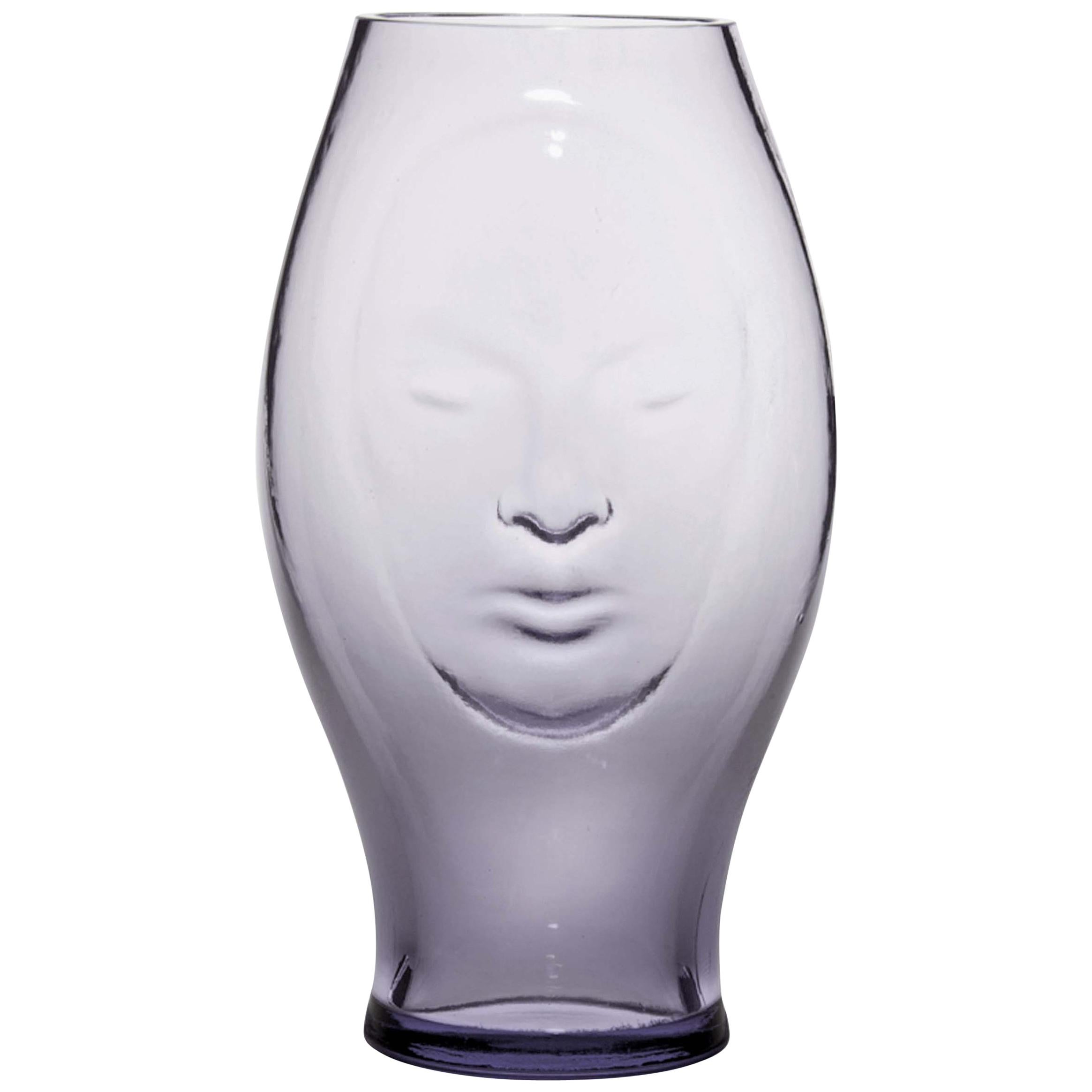Vase en verre de Murana à motif visage de Venini en Wistaria de Fabio