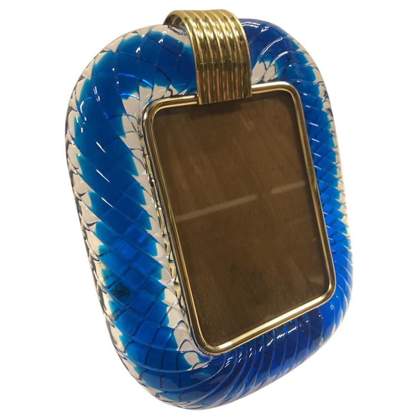 Venini Murano Blown Blue Glass Picture Frame, 1950