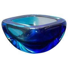 Venini Murano Blue and Azure Glass Ashtray, 1960