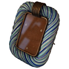 Venini Murano Blue Color Art Glass Midcentury Picture Frame, 1950