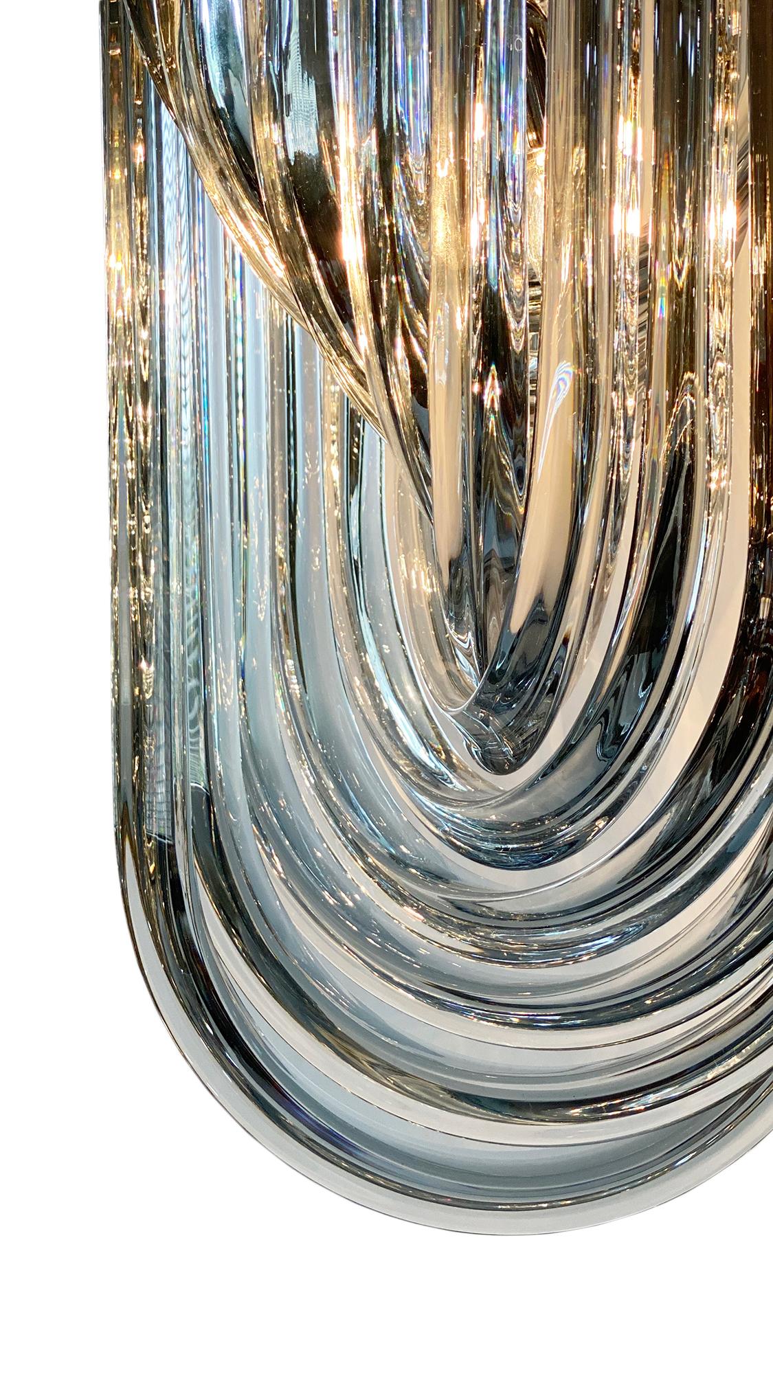 Venini Murano “Bluino” Curve Chandeliers In Excellent Condition In Austin, TX